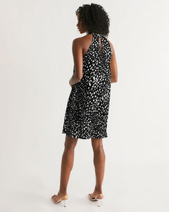 SMF Cheetah Black Feminine Halter Dress