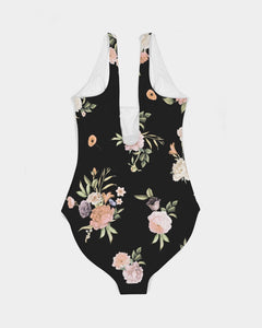 SMF Floral Pattern Feminine One-Piece Swimsuit