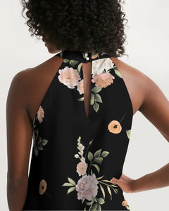 SMF Floral Pattern Feminine Halter Dress