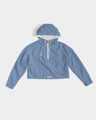 Blue Tricking Stripe Women's Cropped Windbreaker