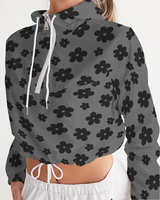 Flower Pattern Women's Cropped Windbreaker