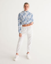 Load image into Gallery viewer, Blue Toile Women&#39;s Cropped Windbreaker
