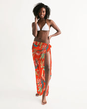 Load image into Gallery viewer, Paradise Floral Deep Orange Swim Cover Up