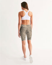 Load image into Gallery viewer, Cheetah Cream Women&#39;s Mid-Rise Bike Shorts