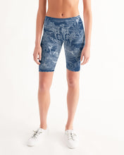 Load image into Gallery viewer, Blue Tiger Scene Women&#39;s Mid-Rise Bike Shorts