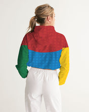 Load image into Gallery viewer, Primary Color Women&#39;s Cropped Windbreaker