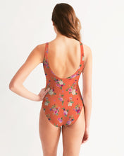 Load image into Gallery viewer, SMF Orange Floating Bouquet Feminine One-Piece Swimsuit