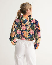 Load image into Gallery viewer, Hibiscus Floral Women&#39;s Cropped Windbreaker