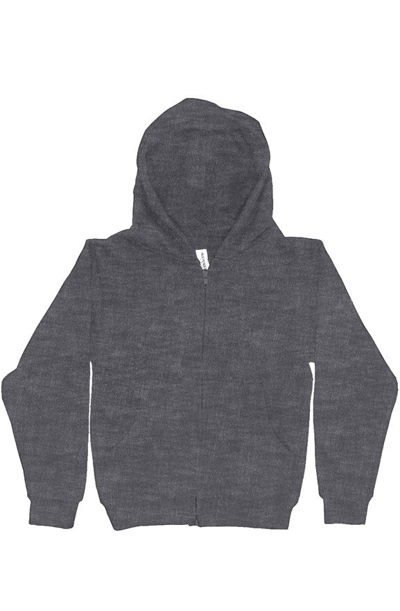 Youth Midweight Hooded Full-Zip Charcoal Sweatshirt