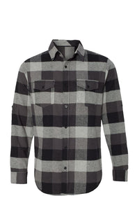 Masculine Plaid LS Grey And Black Flannel