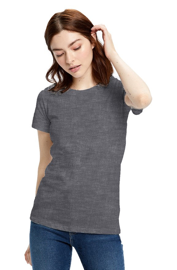 Charcoal Feminine Short Sleeve Crew T-Shirt