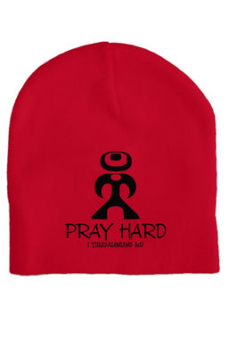 Red Pray Hard Beanie