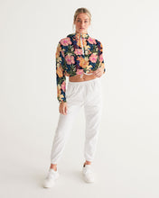 Load image into Gallery viewer, Hibiscus Floral Women&#39;s Cropped Windbreaker