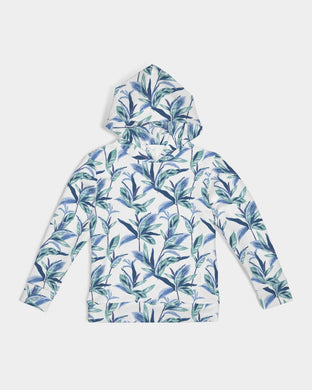 Blue Painted Leaves Kids Hoodie