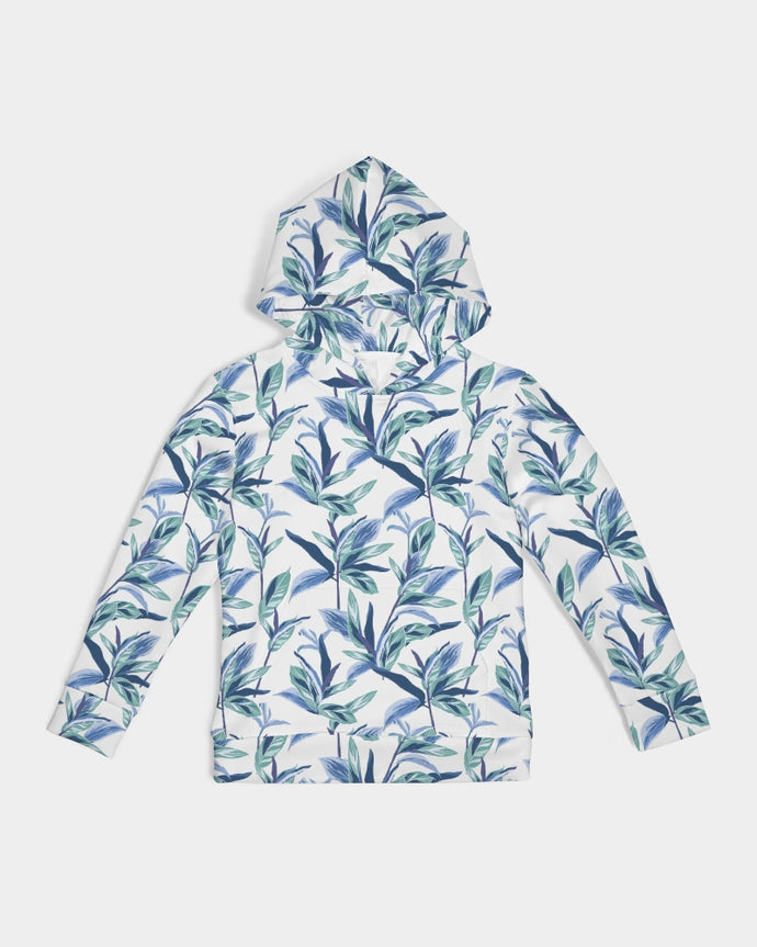 Blue Painted Leaves Kids Hoodie