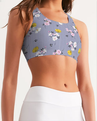 Floral Strips Women's Seamless Sports Bra