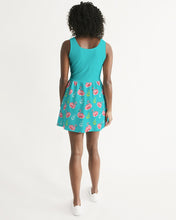Load image into Gallery viewer, SMF Bright Turquoise Feminine Scoop Neck Skater Dress