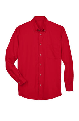 Red Long-Sleeve Twill Shirt