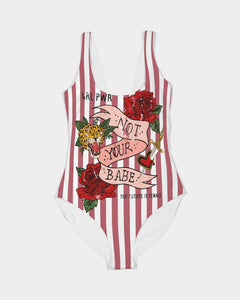 SMF Flowers And Stripes Feminine One-Piece Swimsuit