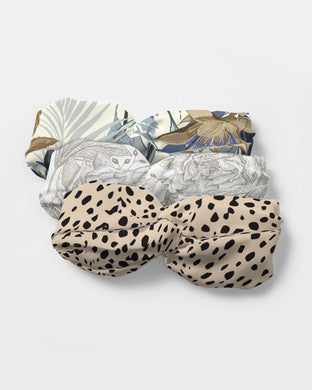 Cheetah Cream Twist Knot Headband Set