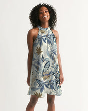 Load image into Gallery viewer, SMF Tropical Blues Feminine Halter Dress