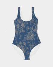 Load image into Gallery viewer, Navy Toile Floral Feminine One-Piece Swimsuit