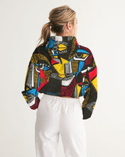 Load image into Gallery viewer, Abstract Face Feminine Cropped Windbreaker