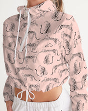 Load image into Gallery viewer, Pink Cheetah Silhouette Women&#39;s Cropped Windbreaker
