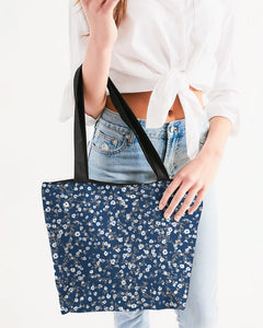 Navy Liberty Floral Canvas Zip Tote