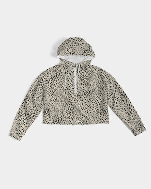 Cheetah Cream Women's Cropped Windbreaker
