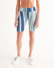 Load image into Gallery viewer, Beach Stripe Women&#39;s Mid-Rise Bike Shorts