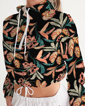 Load image into Gallery viewer, Paradise Floral Black Women&#39;s Cropped Windbreaker