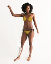 Load image into Gallery viewer, SMF Yellow Plaid Feminine Triangle String Bikini