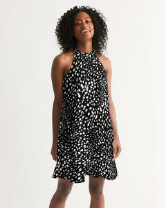SMF Cheetah Black Feminine Halter Dress