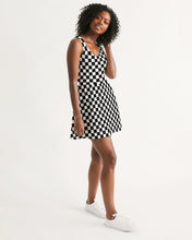 Load image into Gallery viewer, SMF Chessboard Feminine Scoop Neck Skater Dress