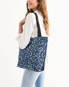 Navy Liberty Floral Canvas Zip Tote