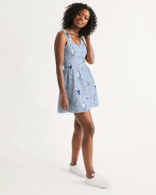 SMF Birds Feminine Scoop Neck Skater Dress