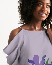 Load image into Gallery viewer, SMF Bunny and Flowers Feminine Open Shoulder A-Line Dress