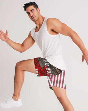 Flowers And Stripes Masculine Jogger Shorts