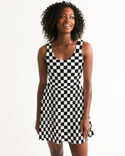 Load image into Gallery viewer, SMF Chessboard Feminine Scoop Neck Skater Dress