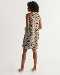 SMF Cheetah Cream Feminine Halter Dress
