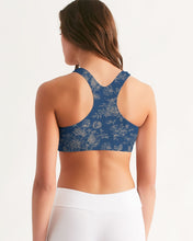 Load image into Gallery viewer, Navy Toile Floral Women&#39;s Seamless Sports Bra