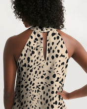 Load image into Gallery viewer, SMF Cheetah Cream Feminine Halter Dress