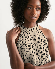 Load image into Gallery viewer, SMF Cheetah Cream Feminine Halter Dress