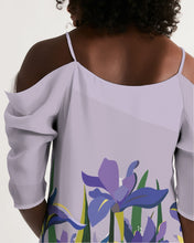 Load image into Gallery viewer, SMF Bunny and Flowers Feminine Open Shoulder A-Line Dress