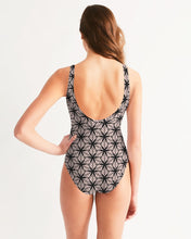 Load image into Gallery viewer, SMF Pink Leaf Geo Feminine One-Piece Swimsuit