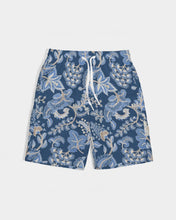 Load image into Gallery viewer, Navy Turkish Floral Masculine Youth Swim Trunk