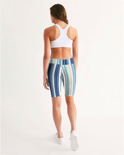 Load image into Gallery viewer, Beach Stripe Women&#39;s Mid-Rise Bike Shorts