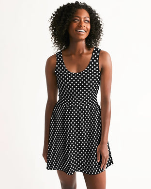 SMF Polka Dots Feminine Scoop Neck Skater Dress