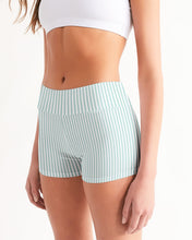 Load image into Gallery viewer, THIN STRIPE-MINT Women&#39;s Mid-Rise Yoga Shorts